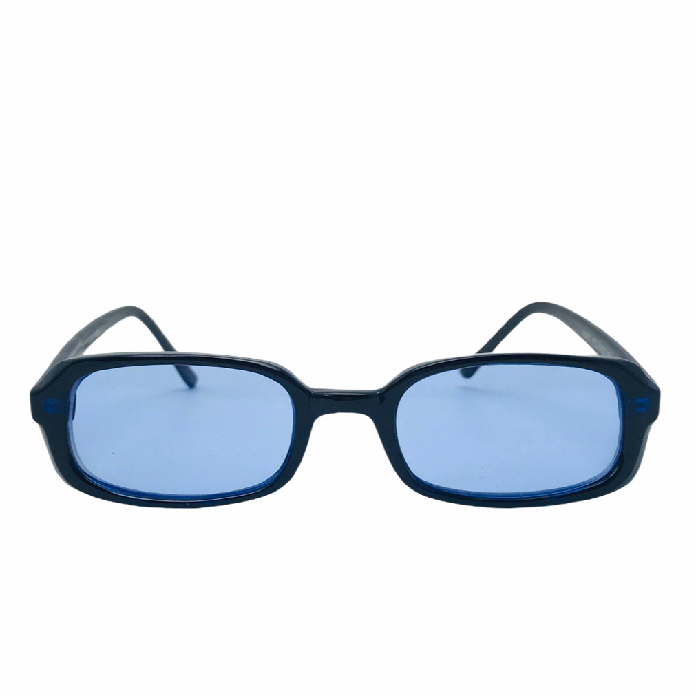 true vintage blue rectangle frame sunnies with tinted lens 