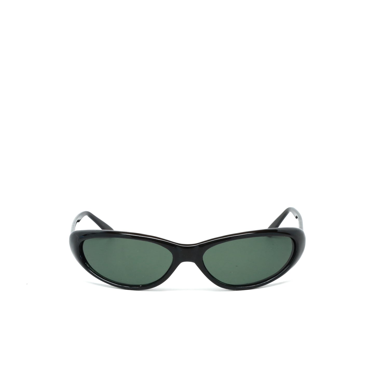 Vintage Standard Size Slim Narrow Oval Frame Sunglasses - Black
