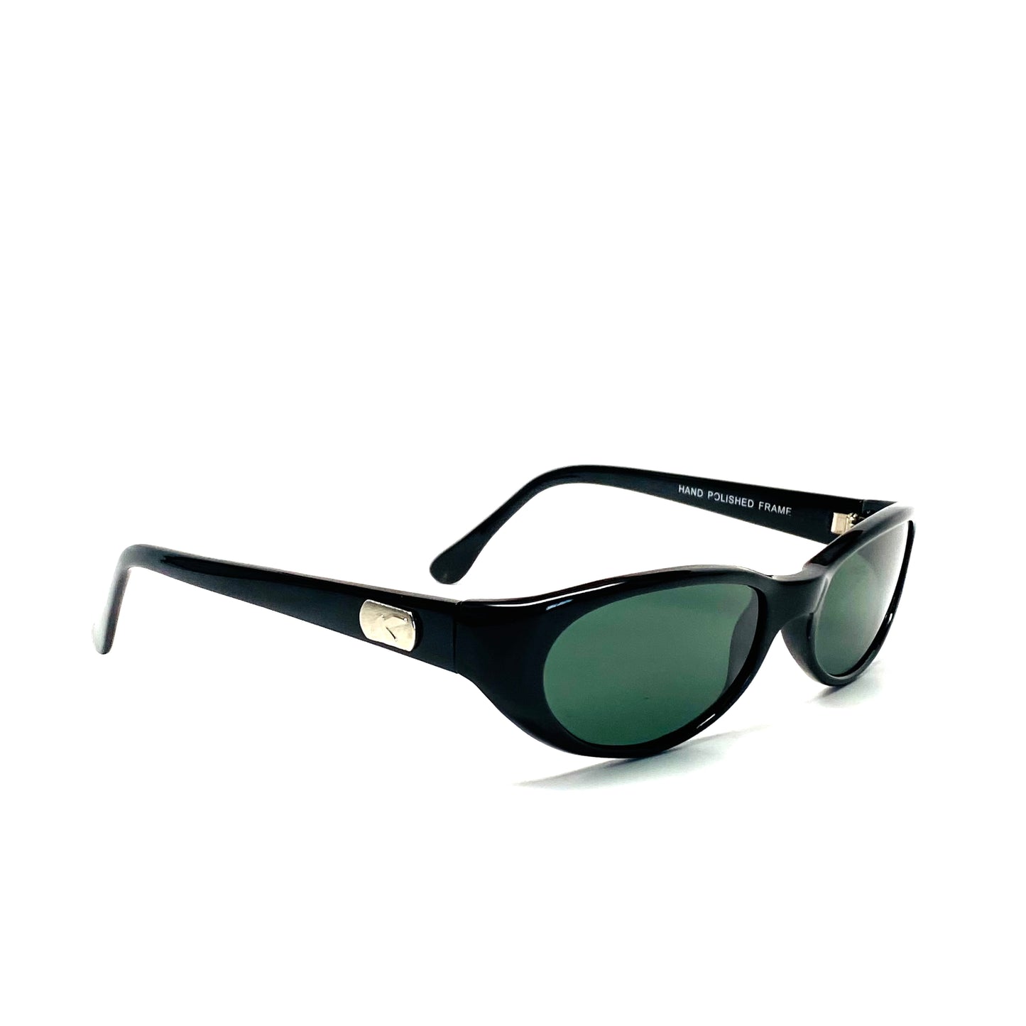Vintage Small Size 90s Elaine Mod Oval Shaped Sunglasses- Black