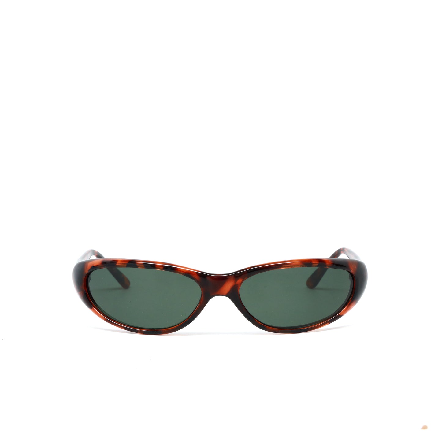 Vintage Standard Size Slim Narrow Oval Frame Sunglasses - Tortoise