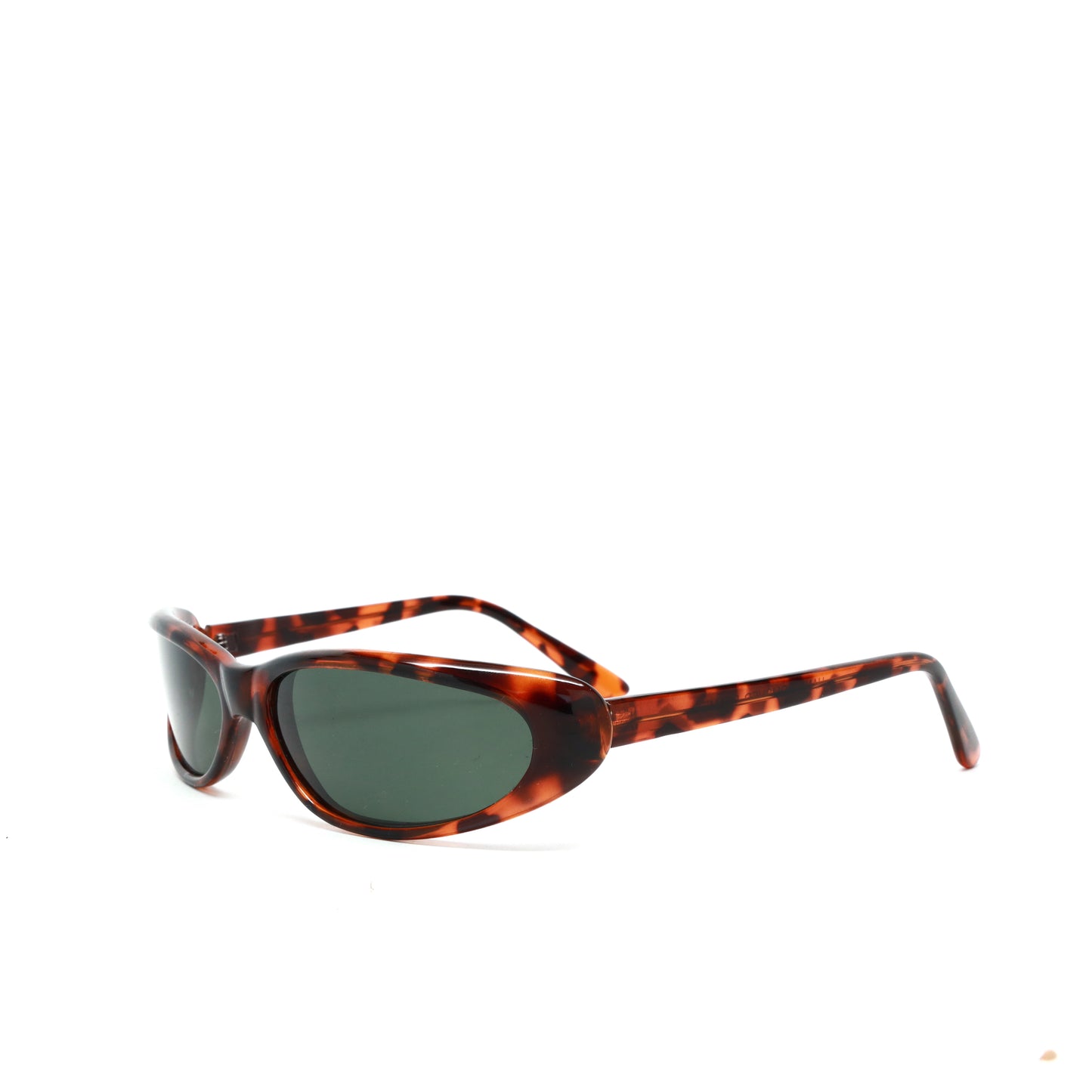 Vintage Standard Size Slim Narrow Oval Frame Sunglasses - Tortoise